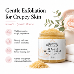 Organic Whipped Sugar Body Scrub 10 oz – Crepey Skin Treatment & Exfoliator